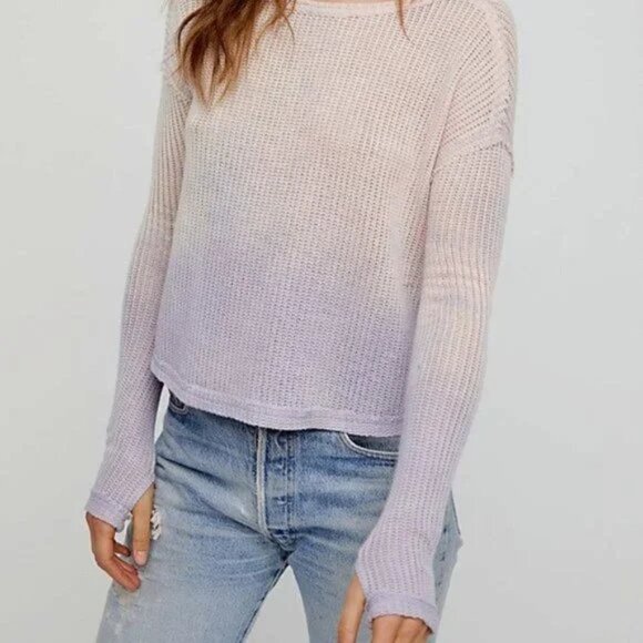 We The Free NWT Smokewash Hacci Moonstone Purple Ombre Crop Sweater S - Picture 1 of 10